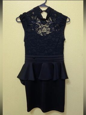 Windsor Black Lace Peplum Dress